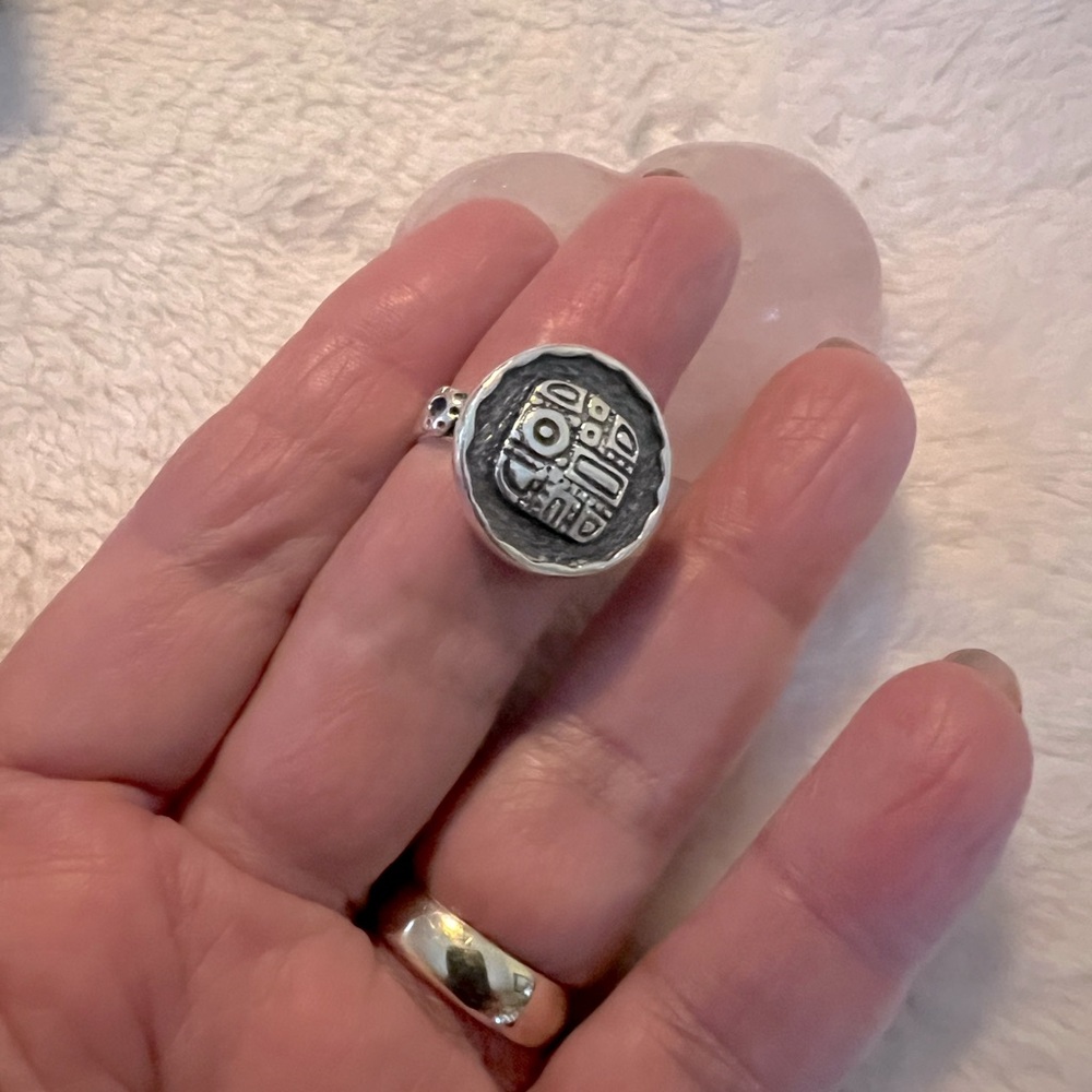 SILPADA Retired Etched Mosaic Coin Sterling Silver Ring
